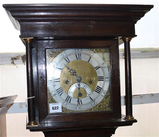 T.Travis. A 17th century style oak 8-day longcase clock, 6ft 4in.